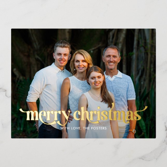Fun Swash REAL FOIL Modern Christmas Card Postcard (Front)