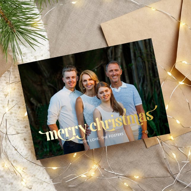 Fun Swash REAL FOIL Modern Christmas Photo Card (Creator Uploaded)