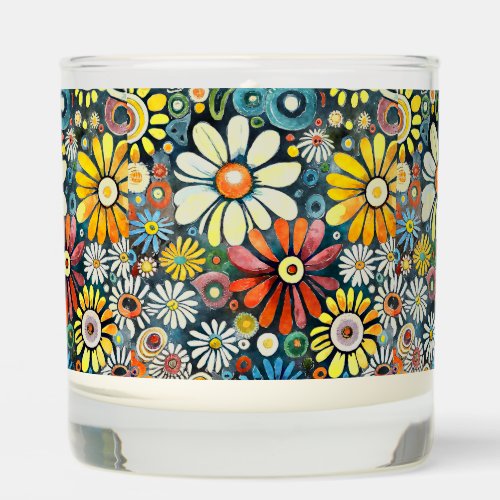 Fun Sweet Colorful Wild Floral Pattern Scented Candle