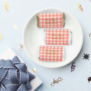 Fun Sweet cute pink gingham plaid checked Hershey's Miniatures