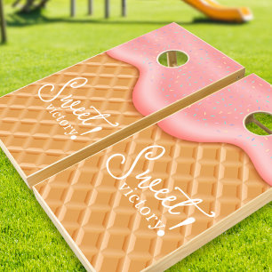Fun Sweet Victory Ice Cream Cone Sprinkles Pink Cornhole Set