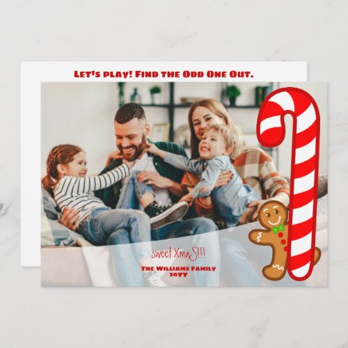 Fun sweet XmaS Gingerbread_Candy Cane_Odd One Out Holiday Card