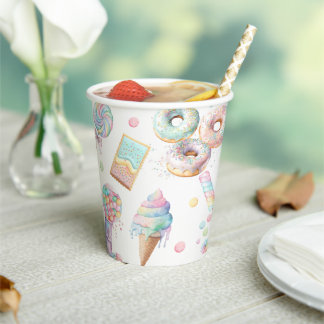 Fun Sweets Candy Ice Cream Pastel Birthday Paper Cups