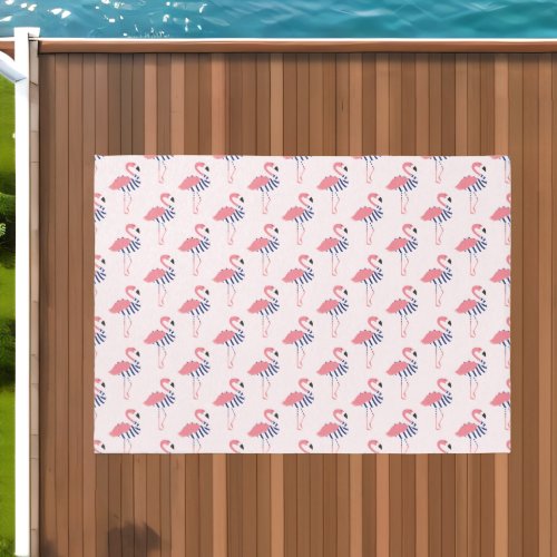 Fun Swimsuit Animal Pink Flamingo Pattern Outdoor Rug