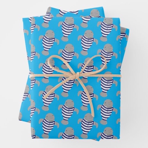 Fun Swimsuit Manatee Animal Wrapping Paper Sheets