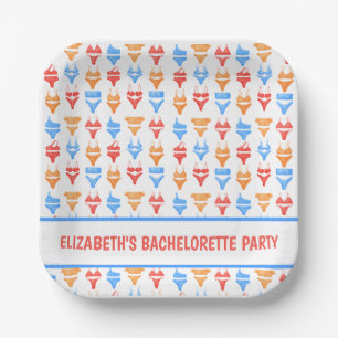 Fun Swimsuit Pool Party Personalized Bachelorette Paper Plates