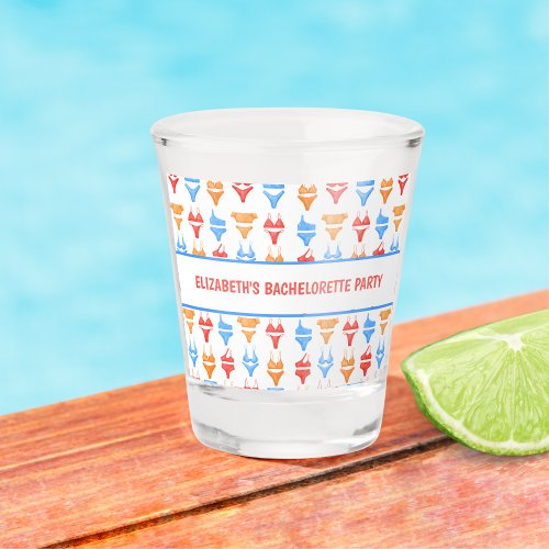 Fun Swimsuit Pool Party Personalized Bachelorette Shot Glass