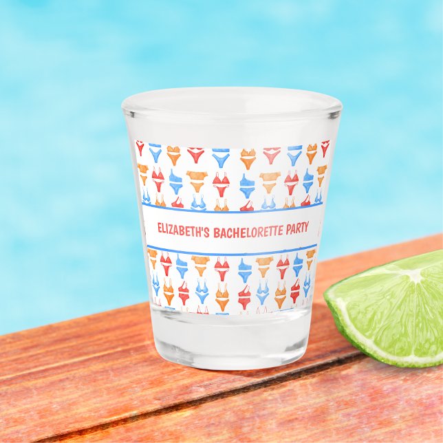 Fun Swimsuit Pool Party Personalized Bachelorette Shot Glass (Creator Uploaded)