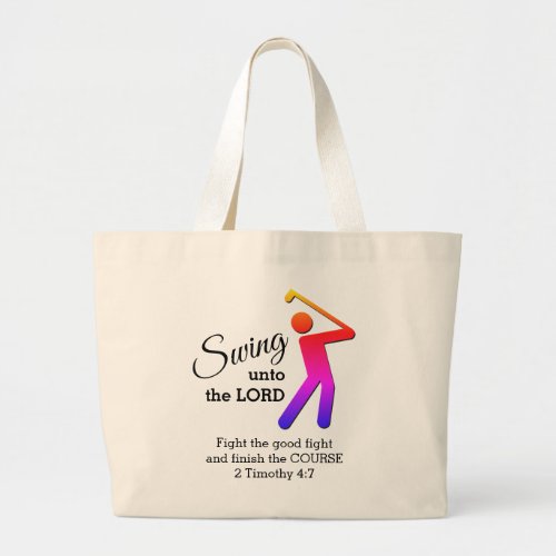 Fun SWING UNTO THE LORD Customizable Golf Large Tote Bag