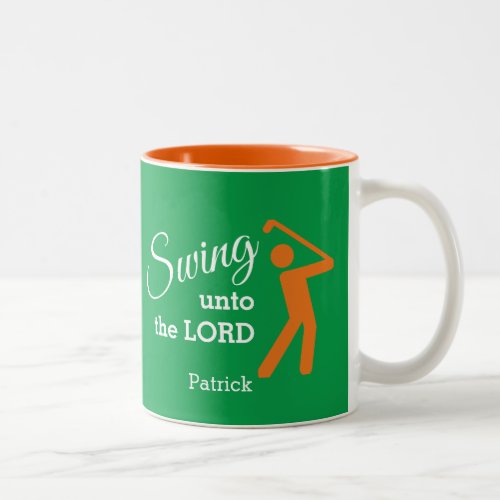 Fun SWING UNTO THE LORD Customizable Golf Two_Tone Coffee Mug