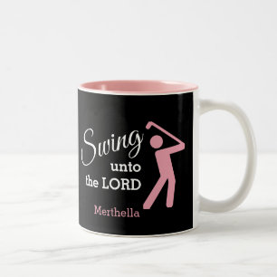 Fun SWING UNTO THE LORD Customizable Golf Two-Tone Coffee Mug