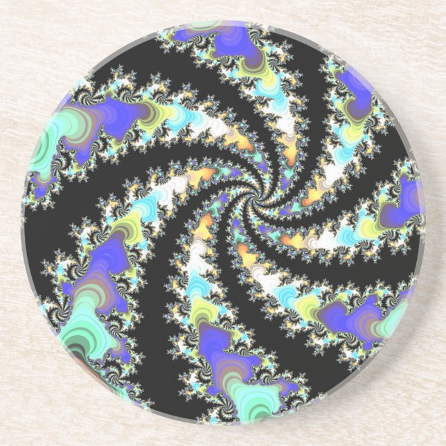Fun Swirled Fractal Stone Coaster (Front)