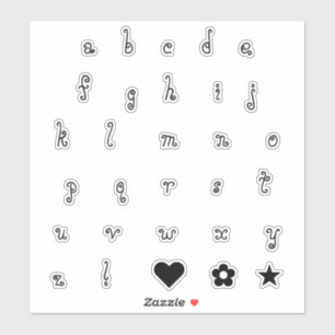 Fun Swirly Black Font Alphabet Initial Letters Sticker