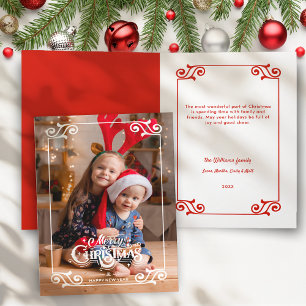 Fun Swirly Christmas Border Merry Christmas Photo Holiday Card