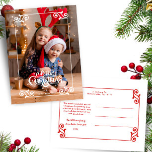 Fun Swirly Christmas Border Merry Christmas Photo Holiday Postcard