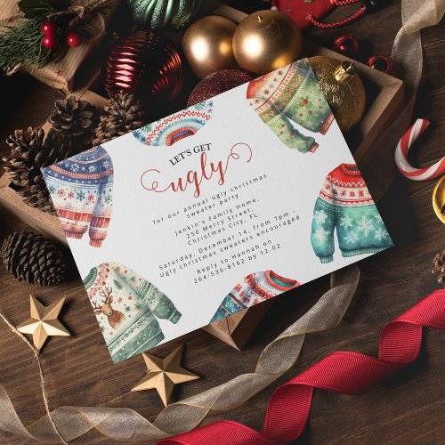 Fun Tacky Ugly Christmas Sweater Party Invitation