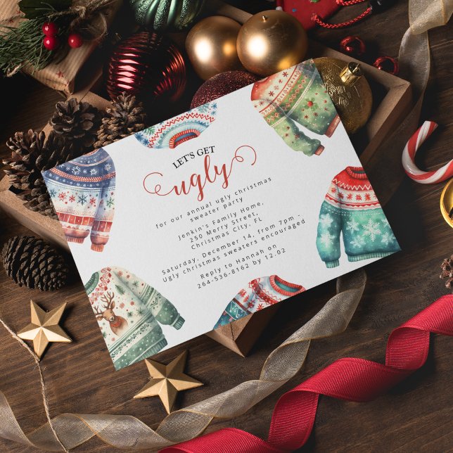 Fun Tacky Ugly Christmas Sweater Party Invitation (Creator Uploaded)