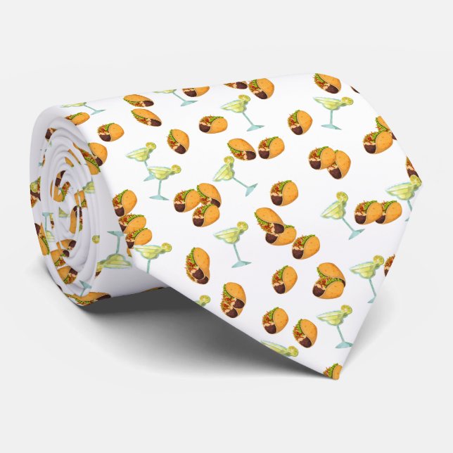 Fun Taco Margarita Lover Mexican Food Neck Tie (Rolled)