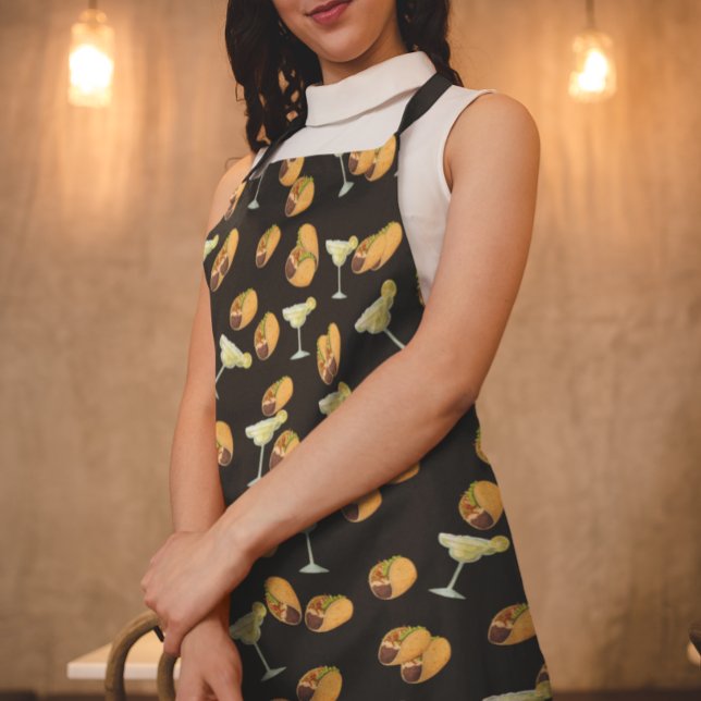 Fun Taco Margarita Mexico Beach Pattern Apron (Creator Uploaded)
