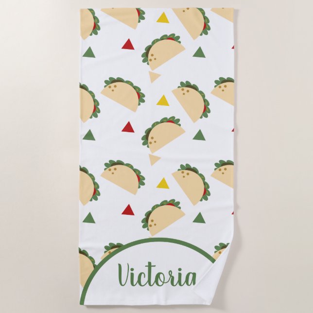 Fun Taco Name Confetti Beach Towel (Front)