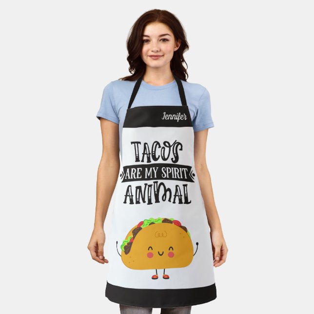 Fun Tacos are my spirit animal humorous Apron (Worn)