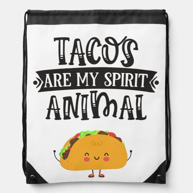 Fun Tacos are my spirit animal humorous Drawstring Bag (Front)
