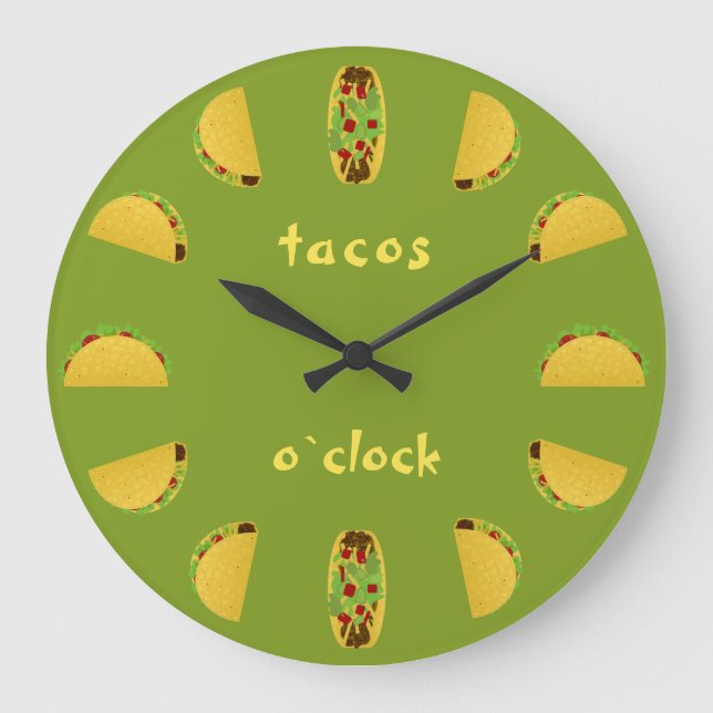 fun tacos o`clock green  large clock (Front)