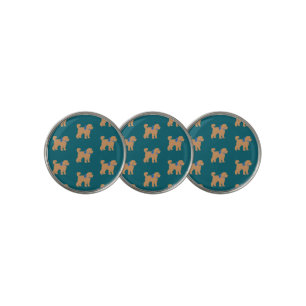 Fun Tan Doodle Dog on Dark Blue Green Golf Ball Marker