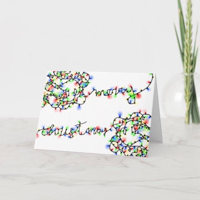 Fun tangled Christmas Lights "Merry Christmas" Card (Front)