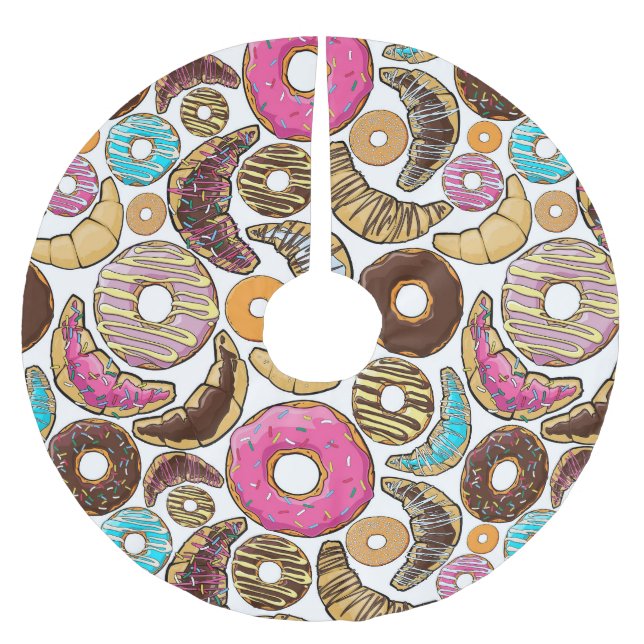 Fun Tasty Donuts Design Brushed Polyester Tree Skirt (Front)