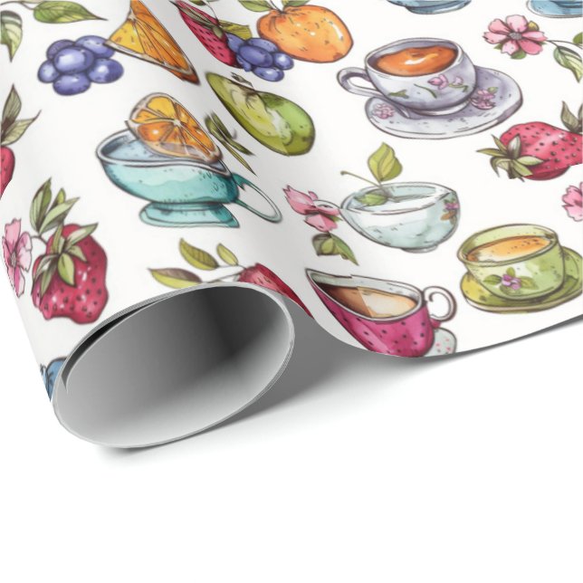 Fun tea party tiled  wrapping paper (Roll Corner)