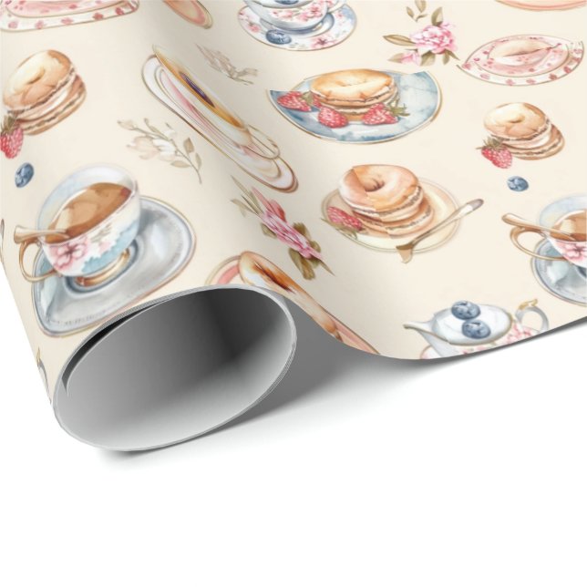 Fun tea party tiled  wrapping paper (Roll Corner)
