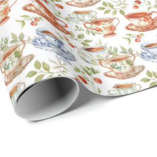 Fun tea party tiled  wrapping paper