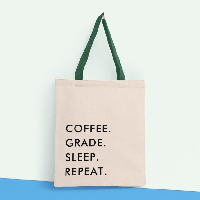 Fun Teacher Grading Minimalist Modern Typography Tote Bag (Creator Uploaded)