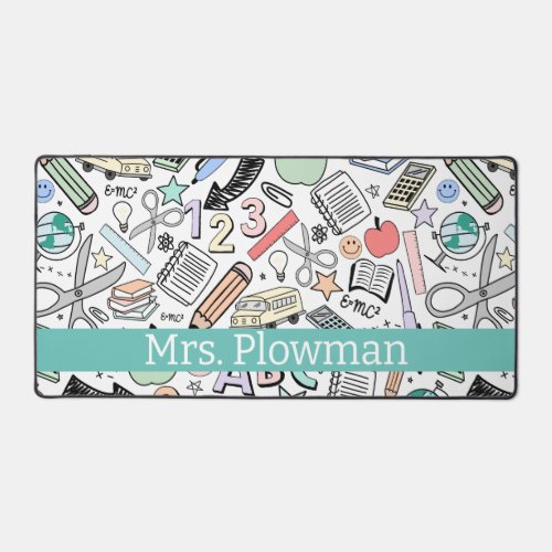 Fun Teacher School Doodles Desk Accessoires Desk Mat