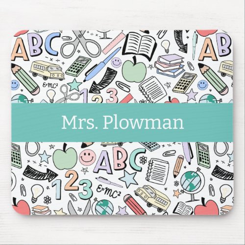 Fun Teacher School Doodles Desk Accessoires Mouse Pad