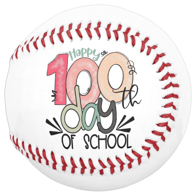 Fun Teacher & Student 100th Day School Gift Softball (Front Right)