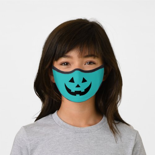 Fun teal black Jack o lantern face Halloween Premium Face Mask
