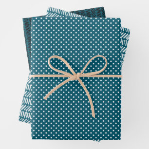 Fun Teal Blue Green White Abstract Zigzag Stripes Wrapping Paper Sheets