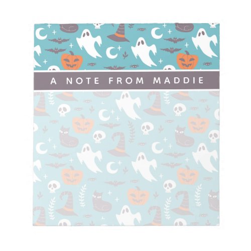 Fun Teal Doodle Halloween Pattern Notepad