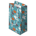 Fun Teal Doodle Halloween Pattern Small Gift Bag