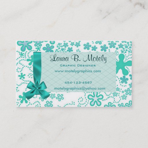 Customizable Fun teal floral Business Card