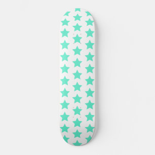 Fun Teal Green Stars Pattern Skateboard Deck