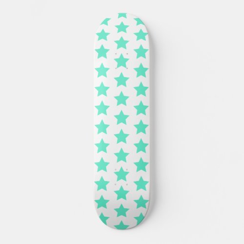 Fun Teal Green Stars Pattern Skateboard Deck