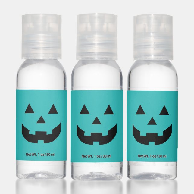 Fun teal Jack o lantern Halloween favors  Hand Sanitizer (Set)