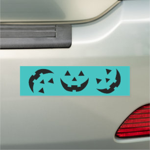 Fun teal jack o lantern pumpkin face Halloween Car Magnet