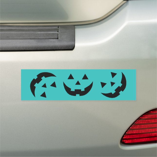 Fun teal jack o lantern pumpkin face Halloween Car Magnet (In Situ)