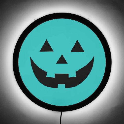 Fun teal Jack o lantern pumpkin face Halloween LED Sign