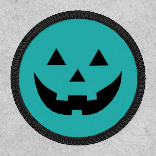 Fun teal Jack o lantern pumpkin face Halloween Patch