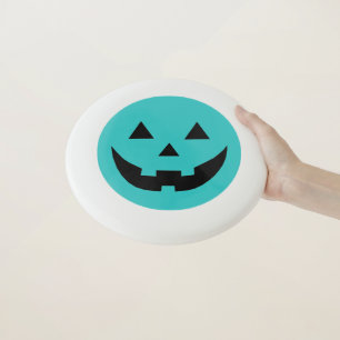 Fun teal Jack o lantern pumpkin face Halloween Wham-O Frisbee